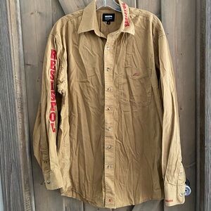Resistol Rodeo Gear Shirt
Mens M Western Cowboy Button Up Ripstop Tan